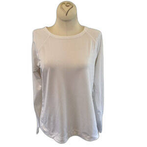 T by Talbots UPF 50+ White Long Sleeve Top Sun Protection Lightweight Active Tee